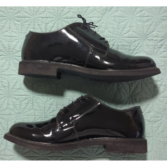 Bates Lites Men\'s Black Gloss Oxford Lace Up Sentry High Sz 10D Military Dress main image 8